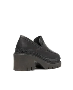 Mocasín de tacón en velvet negro Panteta