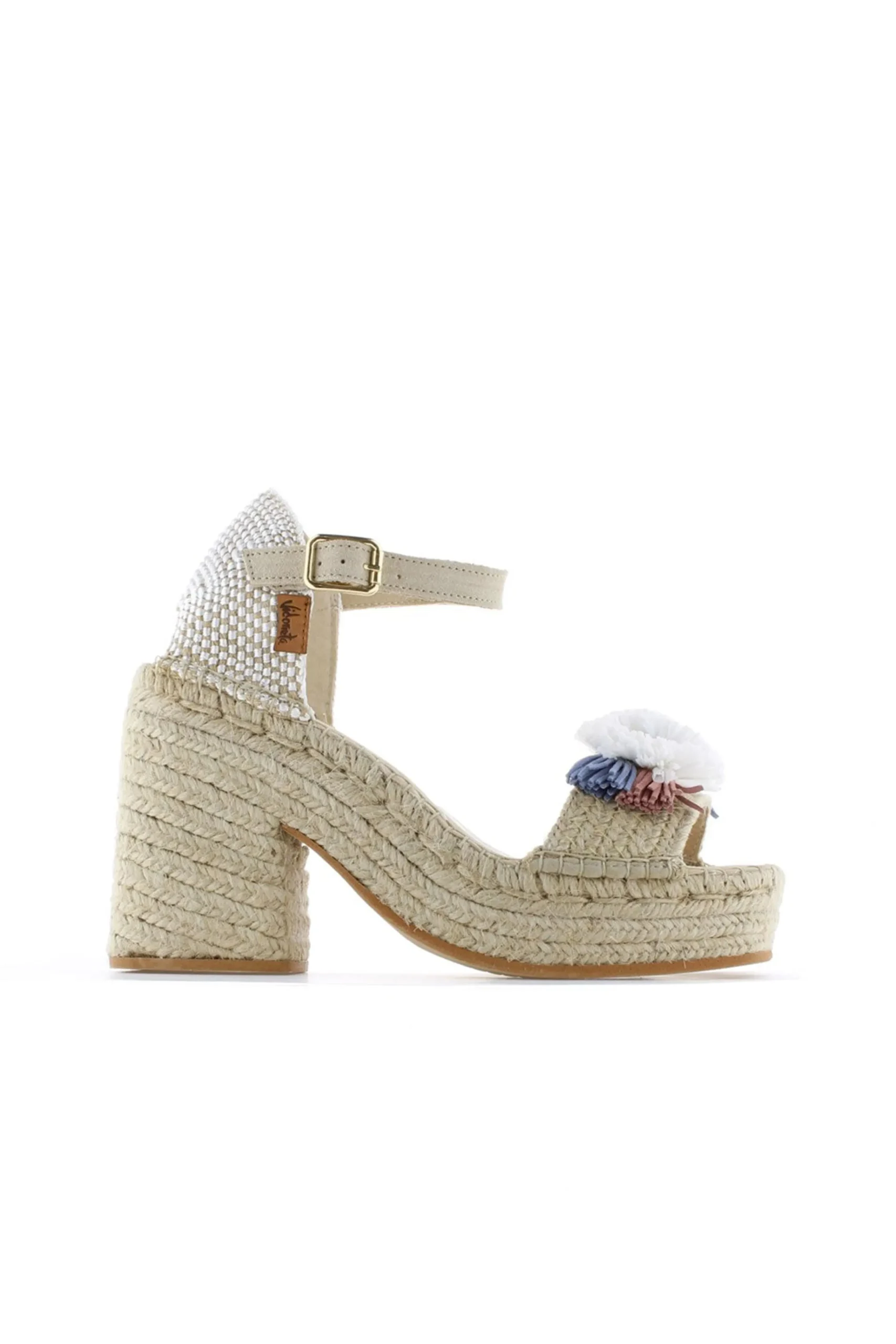 Sandalia abierta trenza natural jeans