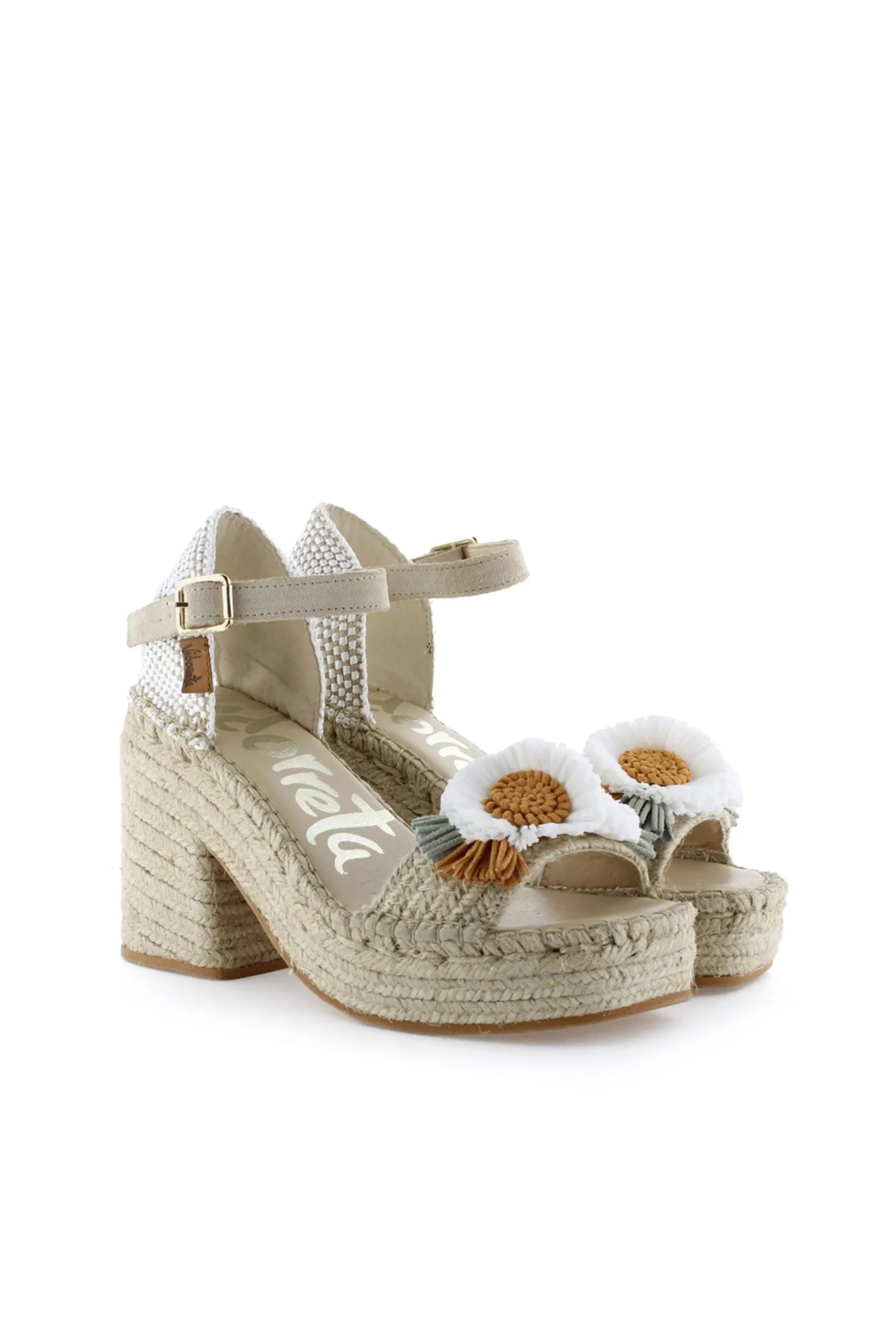 Sandalia abierta trenza natural apricot