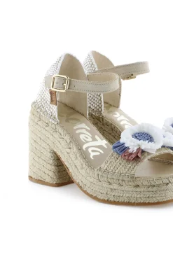 Sandalia abierta trenza natural jeans