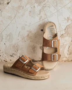 Sandalia bio en serraje cuero Bahía