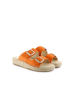 Sandalia bio en serraje naranja Bahía