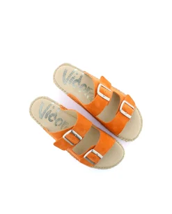 Sandalia bio en serraje naranja Bahía