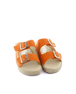 Sandalia bio en serraje naranja Bahía