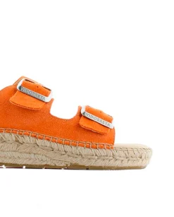 Sandalia bio en serraje naranja Bahía