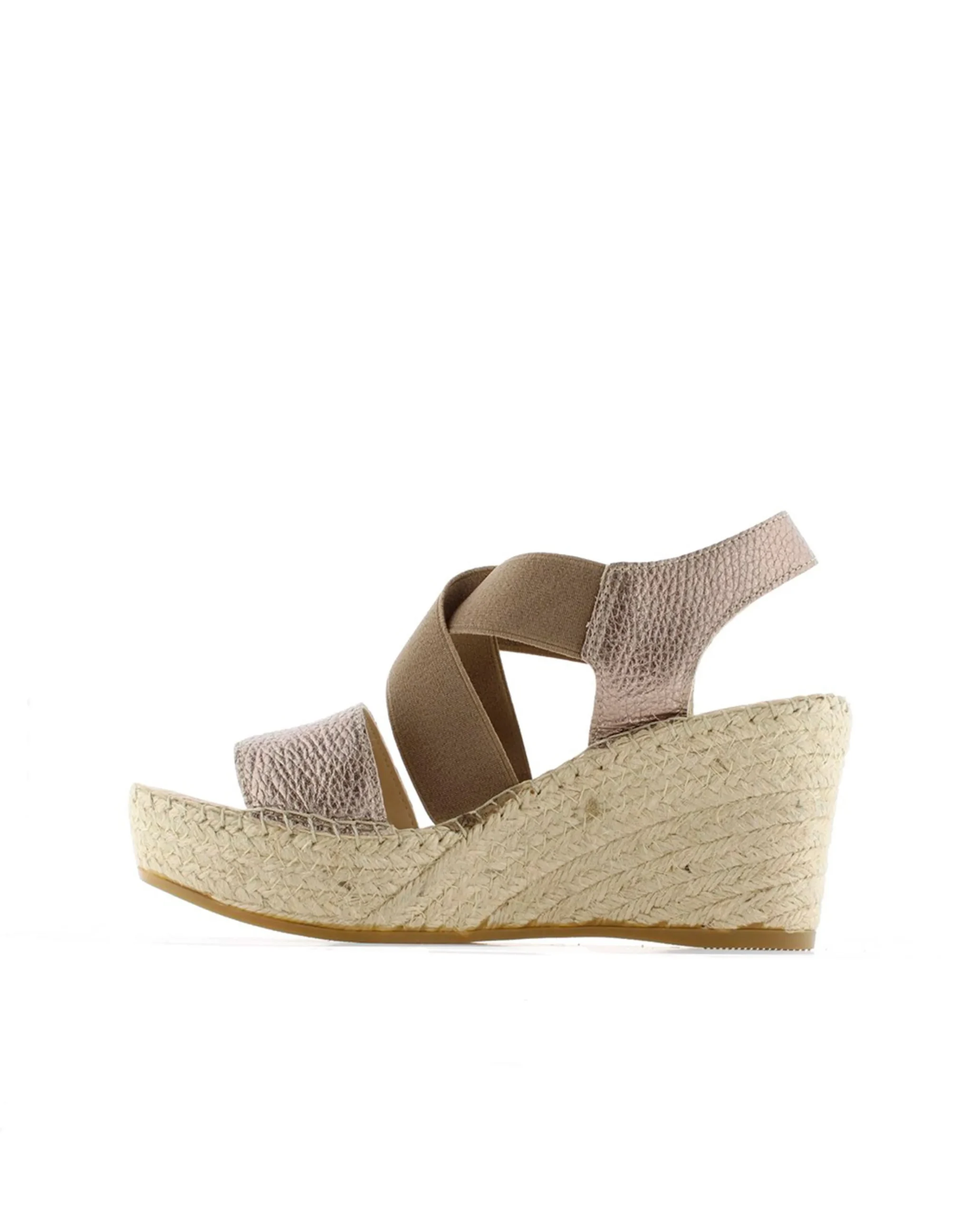 Sandalia elásticos en napa metal cuerda Dominica