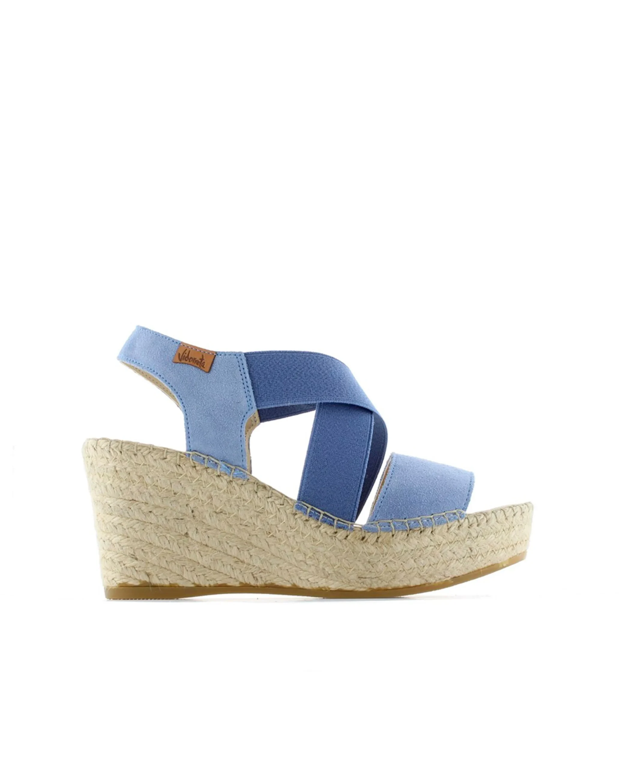 Sandalia elásticos en serraje jeans Dominica