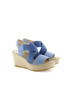 Sandalia elásticos en serraje jeans Dominica