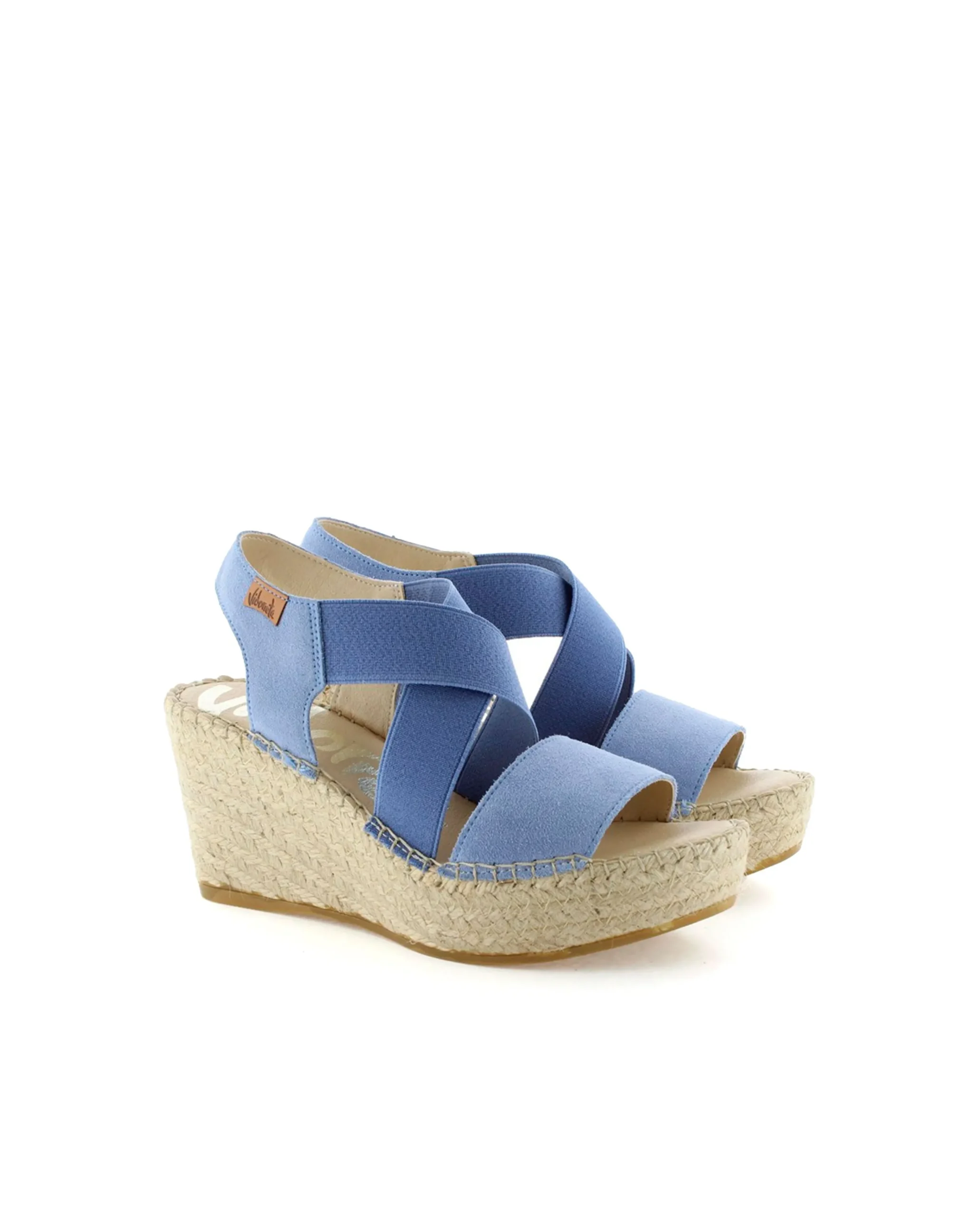 Sandalia elásticos en serraje jeans Dominica