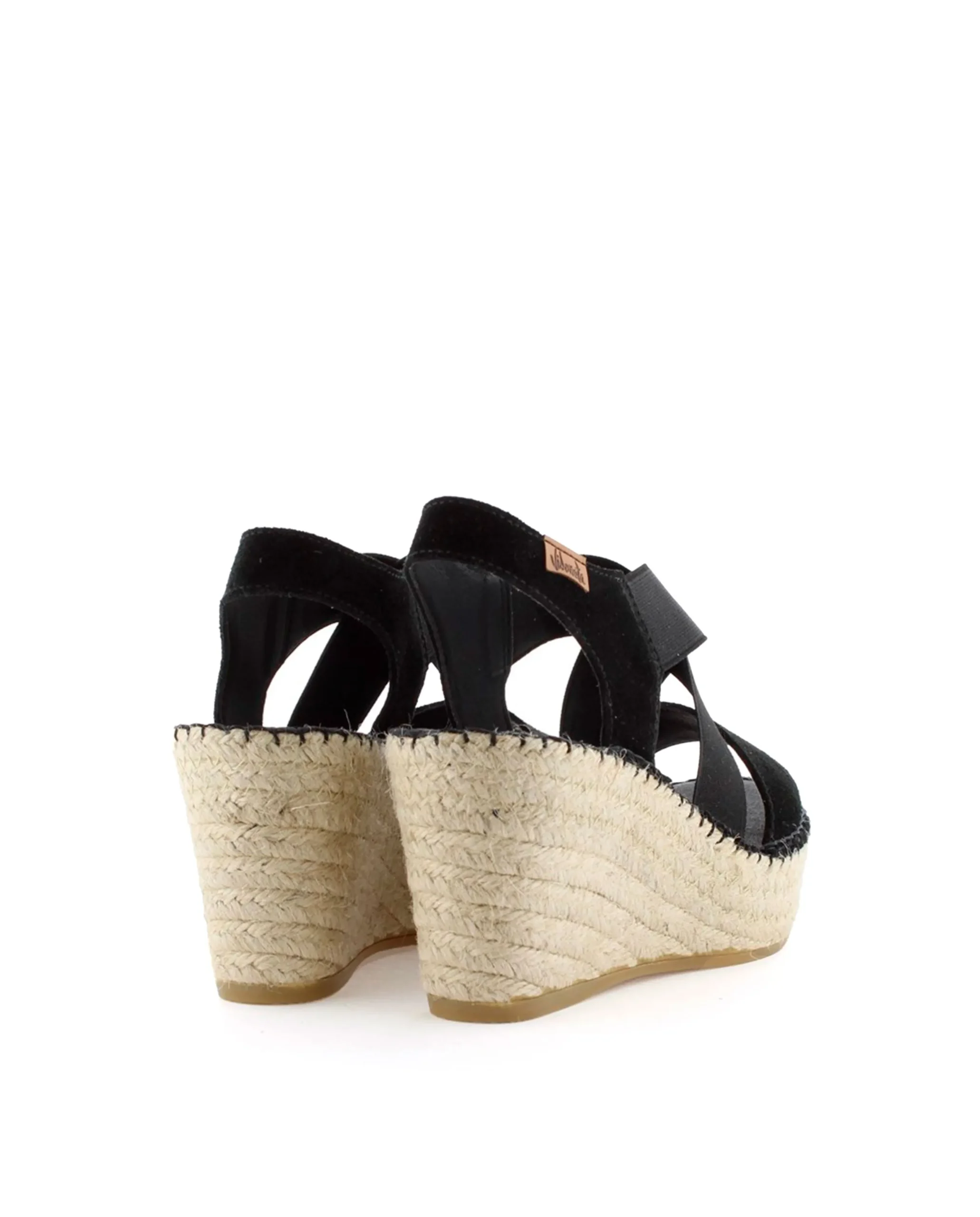 Sandalia elásticos en serraje negro Dominica