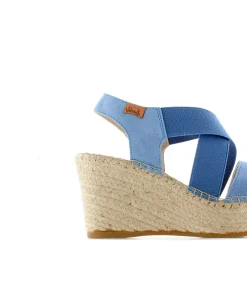 Sandalia elásticos en serraje jeans Dominica