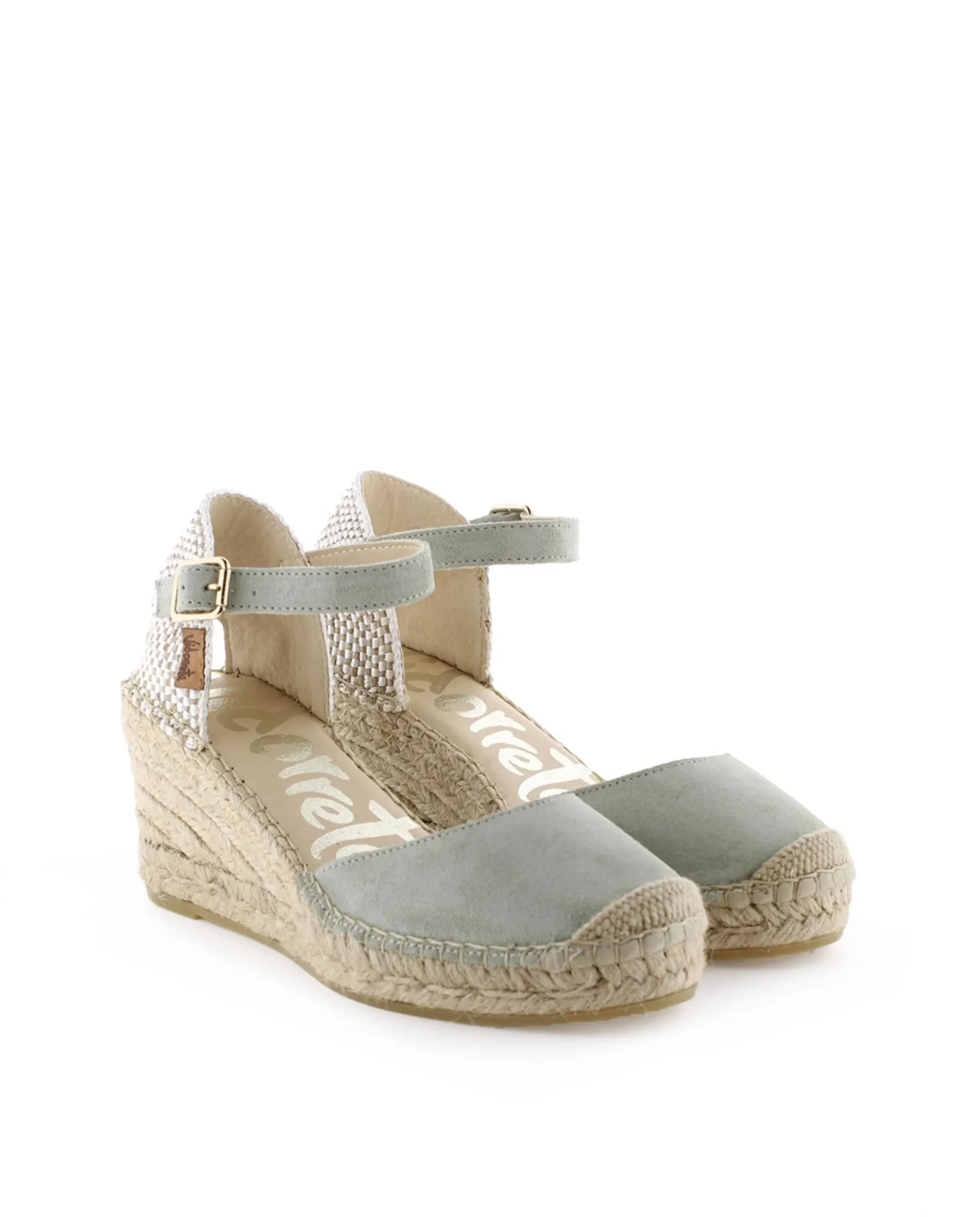 Sandalia en serraje agua claro Clavel