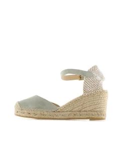Sandalia en serraje agua claro Clavel