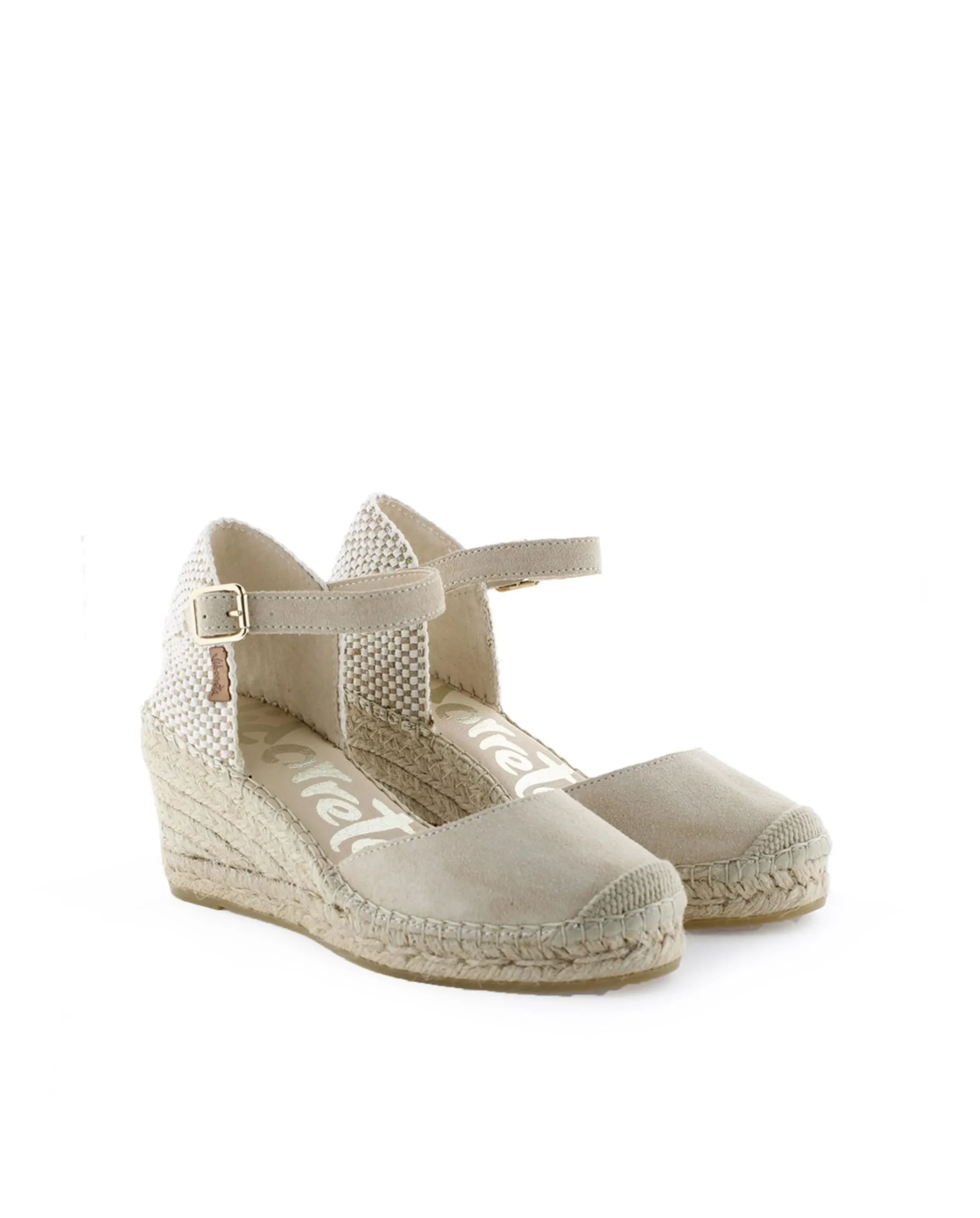 Sandalia en serraje arena Clavel