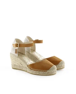 Sandalia en serraje cuero Clavel