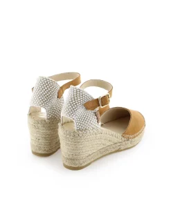 Sandalia en serraje cuero Clavel