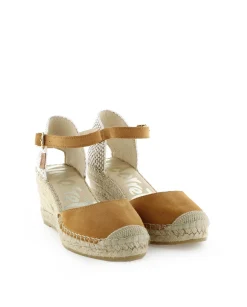 Sandalia en serraje cuero Clavel