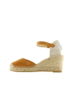 Sandalia en serraje cuero Clavel