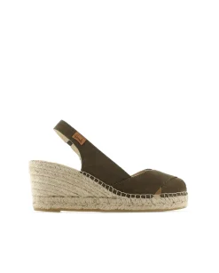 Sandalia en serraje kaki Clavel