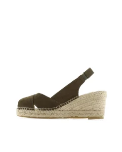 Sandalia en serraje kaki Clavel