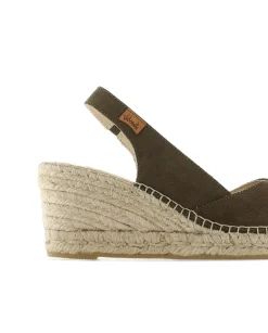 Sandalia en serraje kaki Clavel