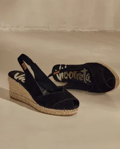 Sandalia en serraje negro Clavel