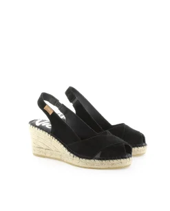 Sandalia en serraje negro Clavel