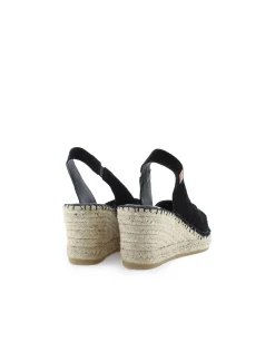 Sandalia en serraje negro Clavel