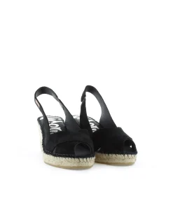 Sandalia en serraje negro Clavel