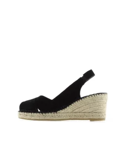 Sandalia en serraje negro Clavel