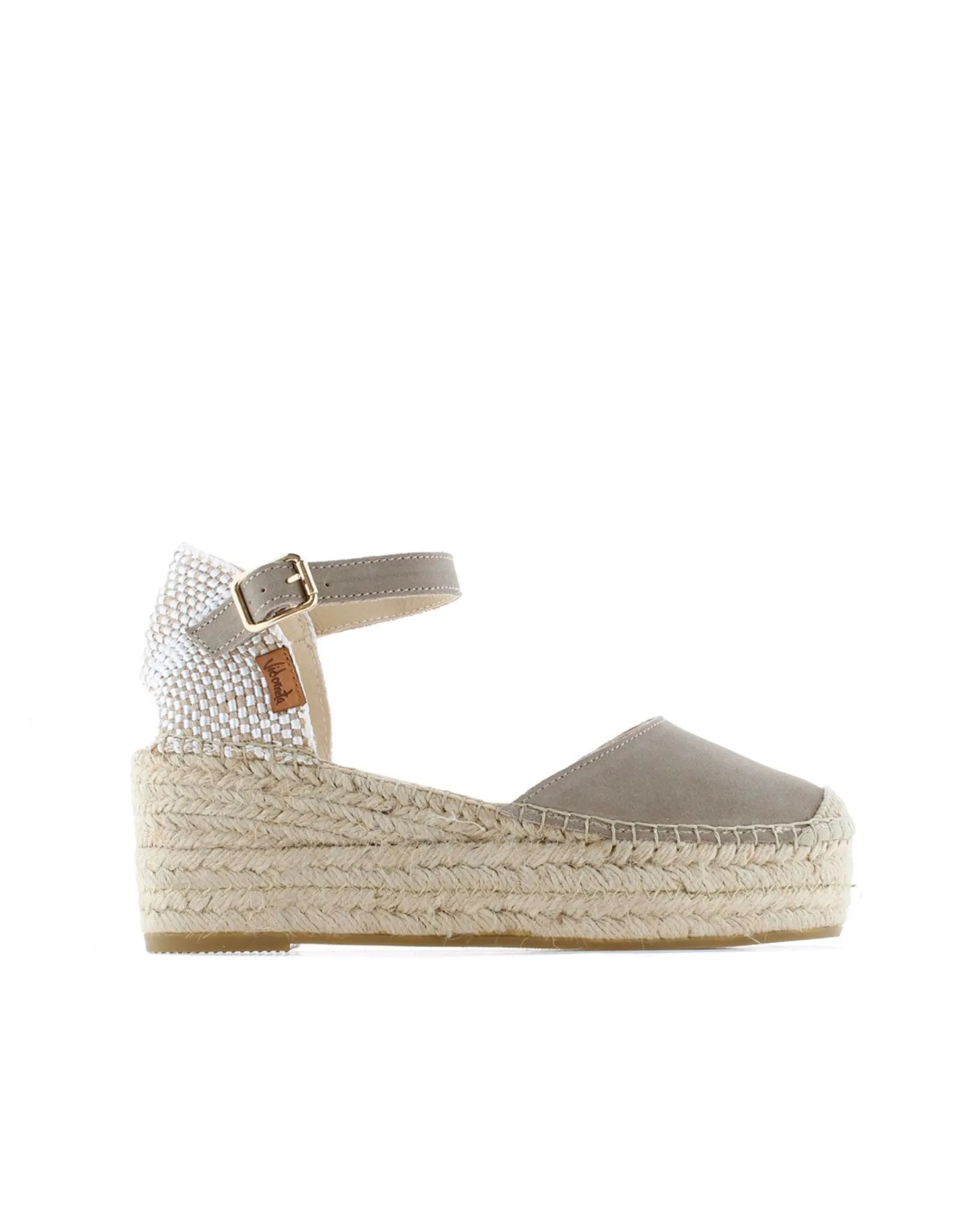 Sandalia en serraje taupe Creta