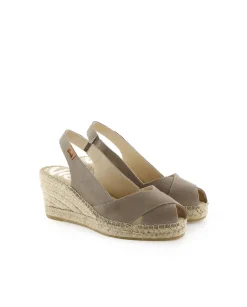 Sandalia en serraje taupe Clavel