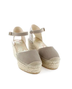 Sandalia en serraje taupe Creta