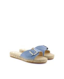 Sandalia hebilla en serraje jeans Malta