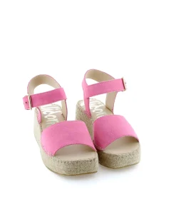 Sandalia hebilla en serraje frambuesa Vinci