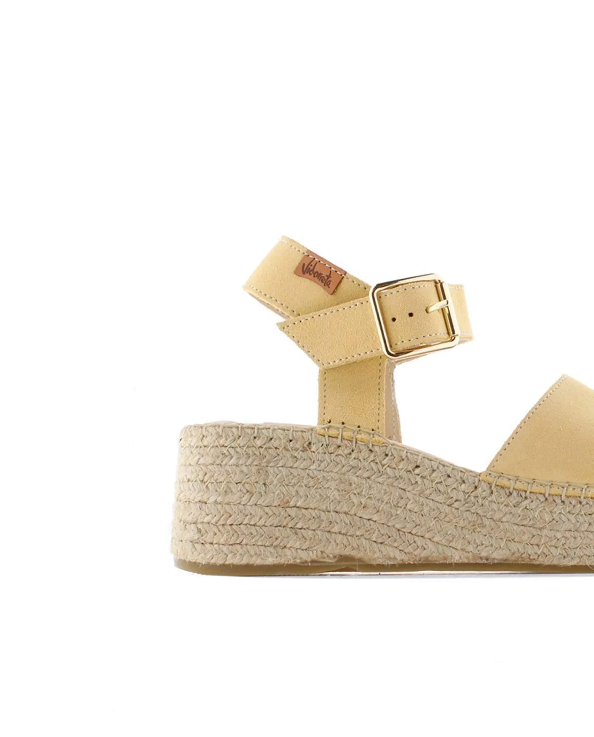 Sandalia hebilla en serraje limón Vinci