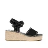Sandalia hebilla serraje negro Vinci