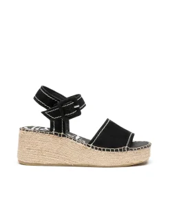 Sandalia hebilla serraje negro Vinci