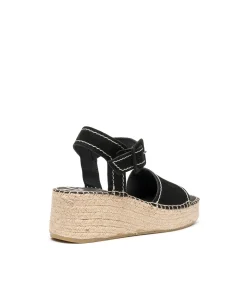 Sandalia hebilla serraje negro Vinci