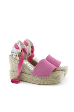 Sandalia traba serraje frambuesa