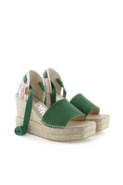 Sandalia traba serraje verde pino