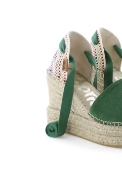 Sandalia traba serraje verde pino