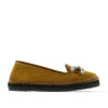 Slipper adorno en terciopelo mostaza Pitiusa
