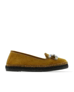 Slipper adorno en terciopelo mostaza Pitiusa