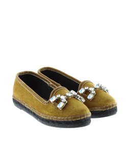 Slipper adorno en terciopelo mostaza Pitiusa