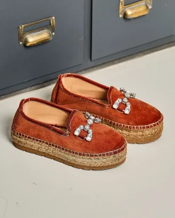 Slipper detalle en terciopelo teja Merce Doble