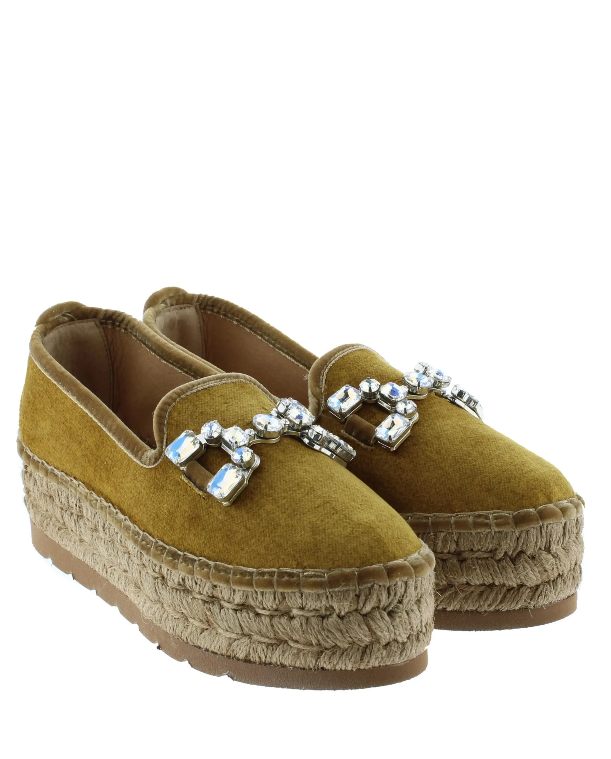 Slipper detalle en terciopelo mostaza Merce Doble