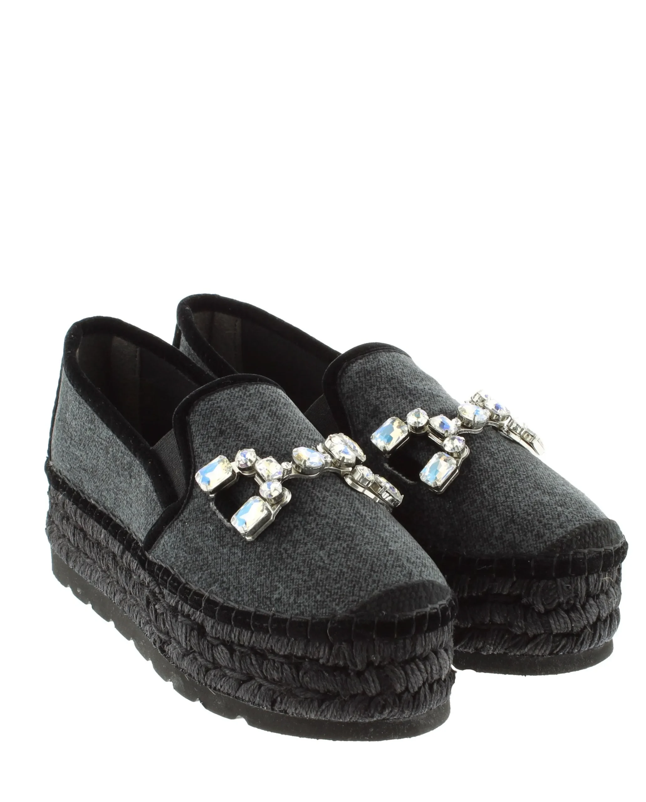 Slipper detalle en terciopelo negro Merce Doble