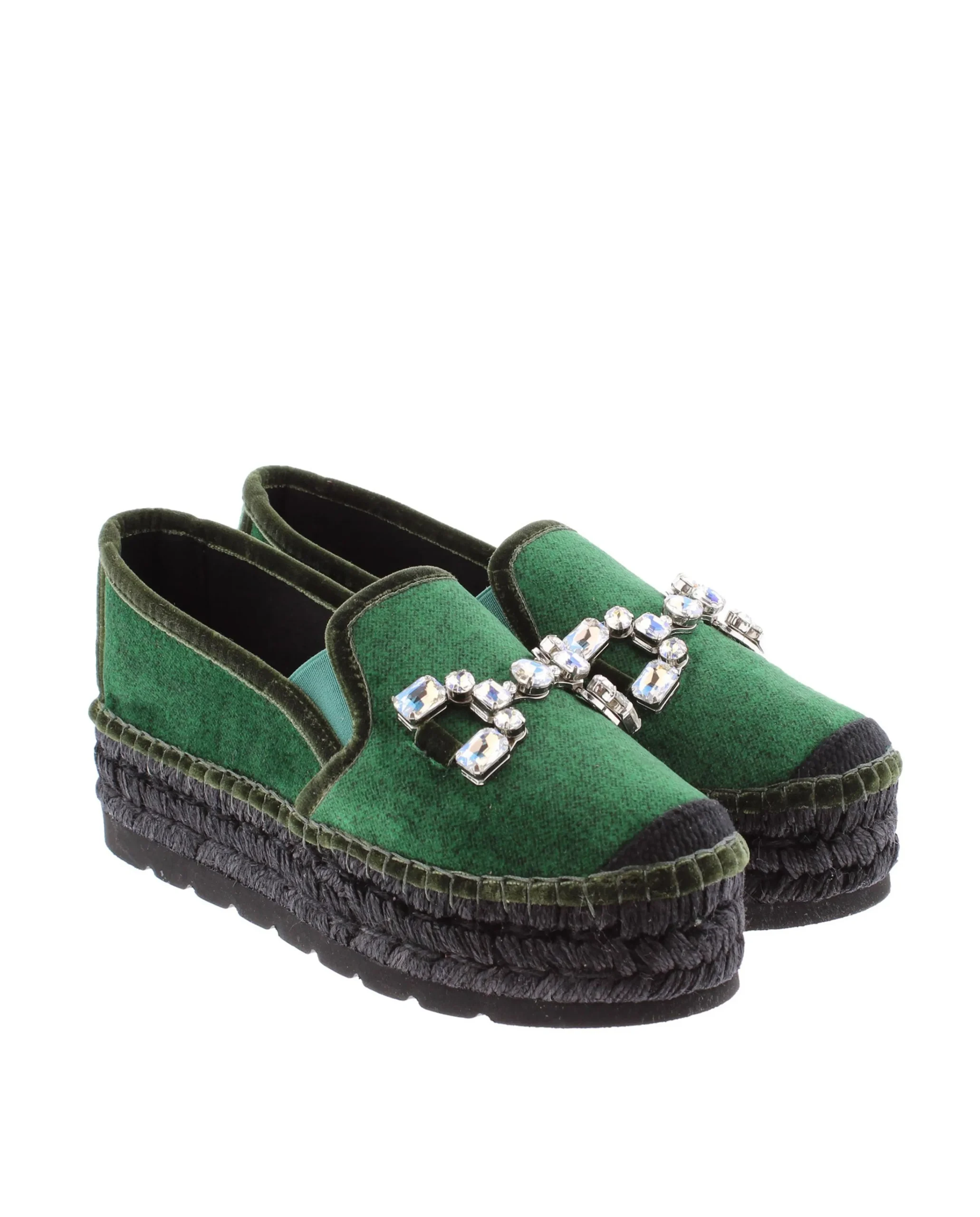 Slipper detalle en terciopelo verde Merce Doble