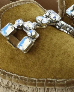 Slipper detalle en terciopelo mostaza Merce Doble